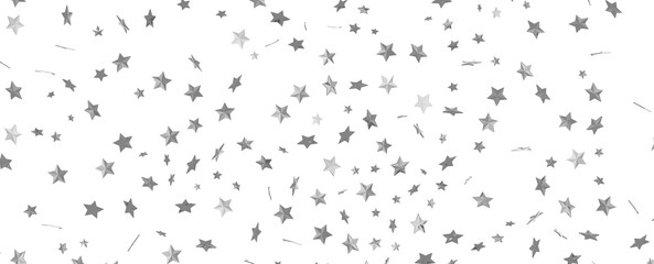 Seamless pattern with small silver stars on white background.