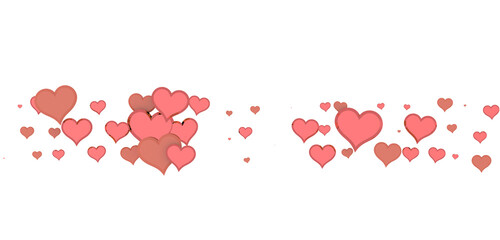 colorful flying hearts on a blue background. 3d