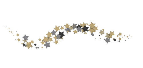 A Shower of Celestial Beauty: 3D Gold Stars Rain Illustration Bedazzles