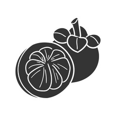 Mangoosten Icon Silhouette Illustration. Tropical Fruit Vector Graphic Pictogram Symbol Clip Art. Doodle Sketch Black Sign.