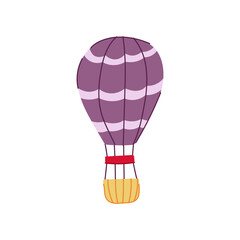 basket hot air balloon cartoon. flight sky, transport bright, high up basket hot air balloon sign. isolated symbol vector illustration