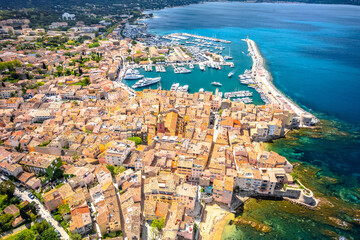Village of Saint Tropez aerial view, luxury travel destination