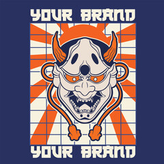 Oni japanese devil mask, Vector illustration	
