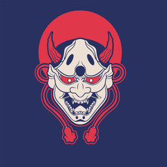Oni japanese devil mask, Vector illustration	
