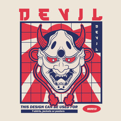 Oni japanese devil mask, Vector illustration	
