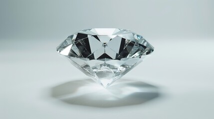 A diamond is shown on a white background. - obrazy, fototapety, plakaty