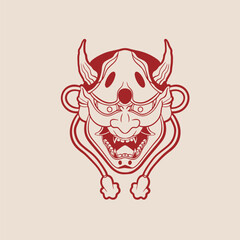 Oni japanese devil mask, Vector illustration	
