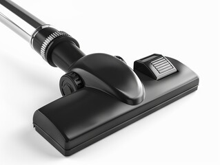 A black vacuum cleaner with a handle on it. - obrazy, fototapety, plakaty