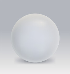 White realistic glossy sphere with shadow. Vector abstract ball illustration