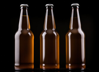 glass bottles for drinks, without labels or inscriptions, clean, copy space, mockup, product design, close-up