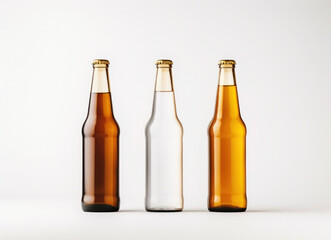 glass bottles for drinks, without labels or inscriptions, clean, copy space, mockup, product design, close-up