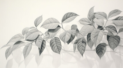 Fototapeta premium leaves branches plants hand drawn pencil minimalistic background