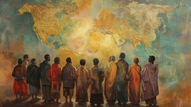 Disciples Embracing Earth's Horizon, Pentecost a Christian holiday, the descent of the Holy Spirit.