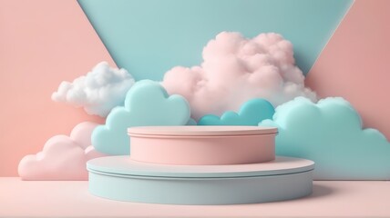 3D Cloud Podium with Floating Effect. Light and Dreamy for Airy Fabrics. Suitable for Product Background