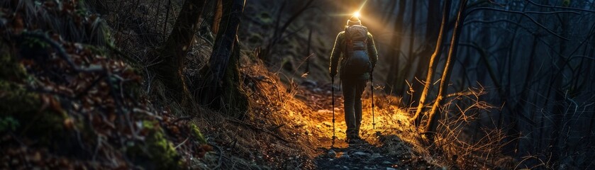 Obraz premium The brave firefighter walks through the burning forest