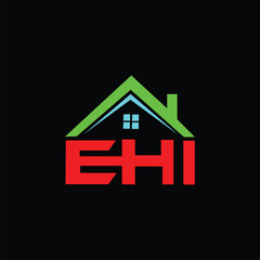 EHI letter logo design with black background