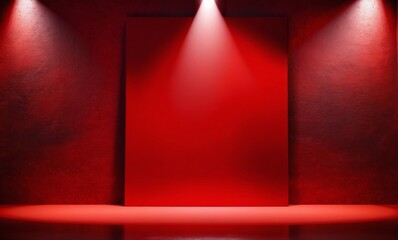 Obraz premium Abstract red studio background for product presentation. Backdrop with shadows of window for display product 