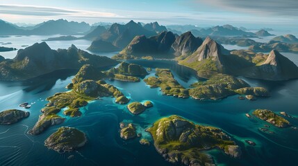 Breathtaking Aerial View of Lush Tropical Island Archipelago in Turquoise Ocean Waters