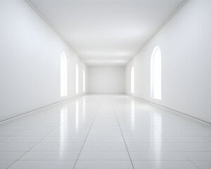 white wall empty room interior floor background modern light design.