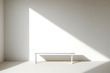 Fototapeta premium Empty white shelf with plant on the wall