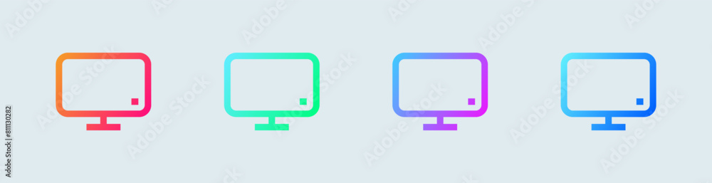 Poster desktop monitor line icon in gradient colors. computer signs vector illustration.