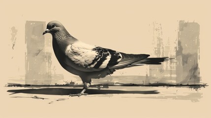 Drowsing pigeon. Beautiful, calm dove.