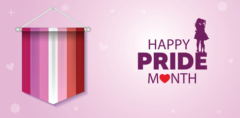happy pride month Lesbian LGBTQ+ flag vector poster