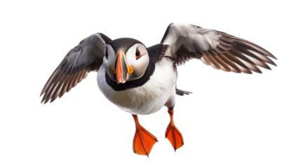 atlantic puffin bird on a white isolate background