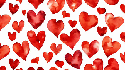 Watercolor hearts seamless repeat pattern 16:9