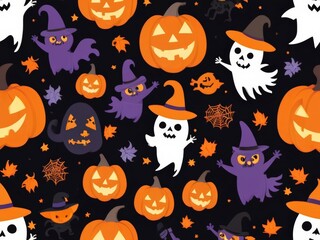 Fototapeta premium Halloween Pumpking and Ghost Wallpaper Suitable for Background
