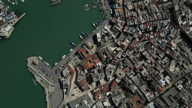 Panoramic aerial view of Trani in Puglia with drone.