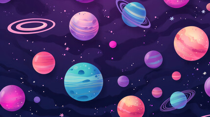 futuristic planets galactic space in flat style illustration wallpaper background