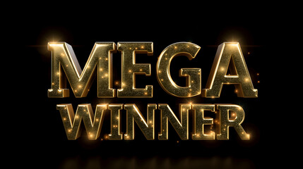 Golden winner word in 3d illustration, AI generation