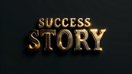 Golden success story word in 3d golden illustration, AI generation