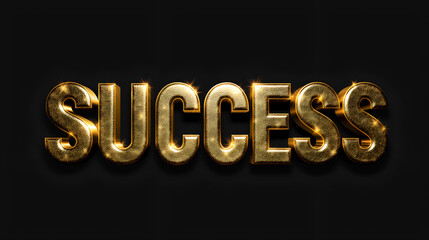 Golden success story word in 3d golden illustration, AI generation