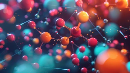 Nitrogen atoms, highlighting the triple bond in a nitrogen molecule with vivid colors and detailed animation
