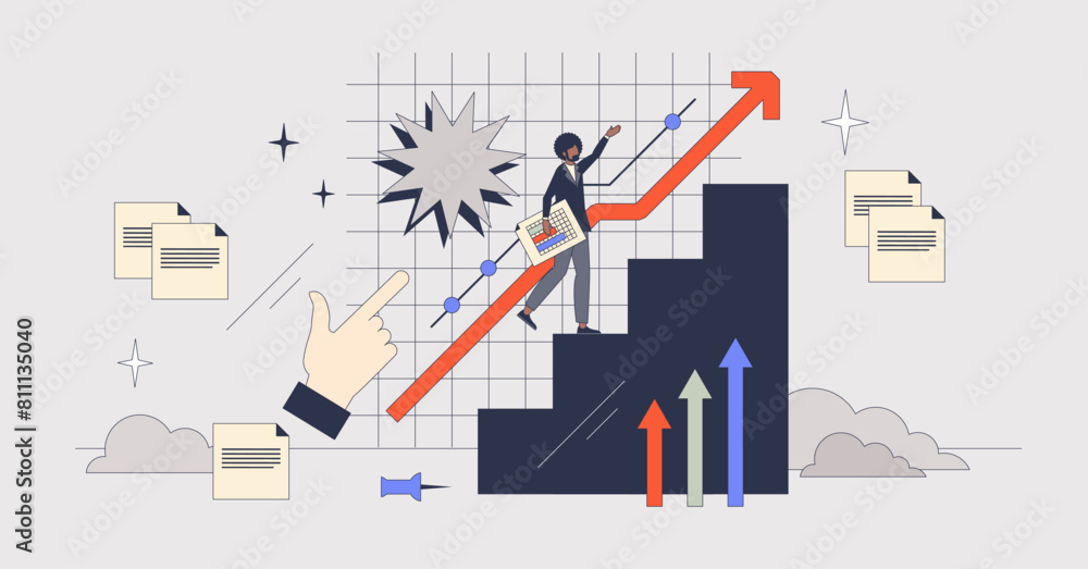 Canvas Prints performance management and work development tiny person neubrutalism concept. career growth and effe