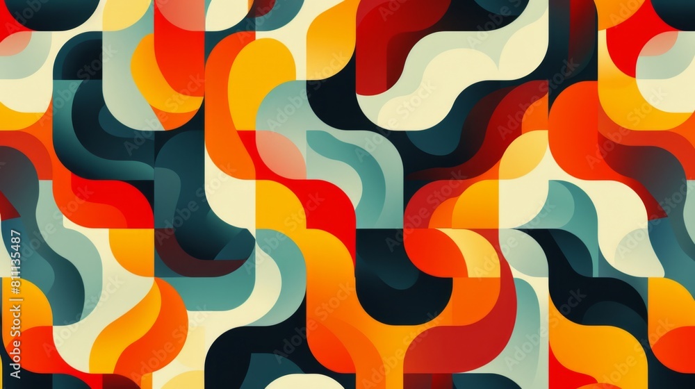 Aufkleber A vibrant abstract composition featuring various wavy shapes in a wide array of colors and textures.