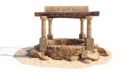 Fototapeta premium A stone structure with a sign on it that says 