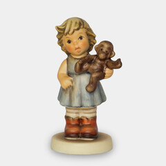  Goebel Hummel Porcelain Figurine of Girl in Blue Dress with Toy Monkey