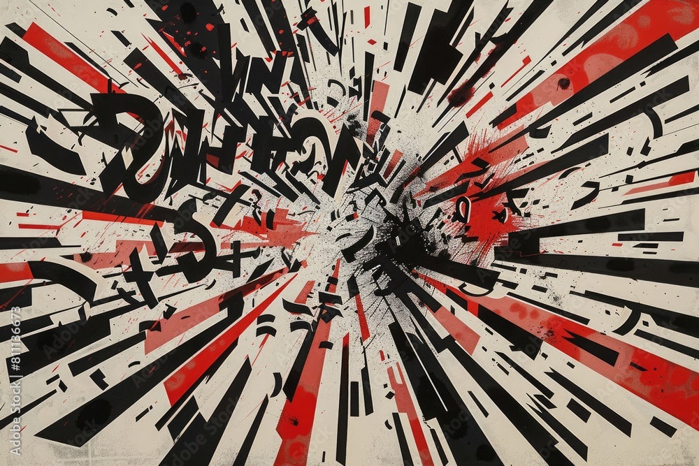 Poster a red and black explosion of graffiti with a white background aig51a.