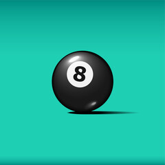 Billiard, Black pool ball with number 8 Snooker or lottery ball stock illustration realistic