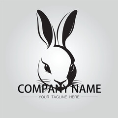 Rabbit silhouette company logo vector image on the white background