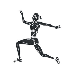 Long Jump Icon Silhouette Illustration. Athletics Vector Graphic Pictogram Symbol Clip Art. Doodle Sketch Black Sign.