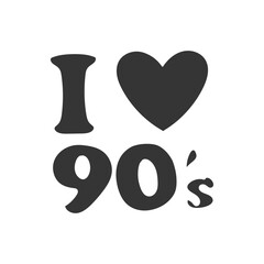 Love 90's Icon Silhouette Illustration. Nostalgia Vector Graphic Pictogram Symbol Clip Art. Doodle Sketch Black Sign.