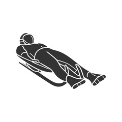 Luge Sport Icon Silhouette Illustration. Winter Activity Vector Graphic Pictogram Symbol Clip Art. Doodle Sketch Black Sign.