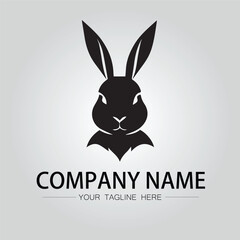 Rabbit silhouette company logo vector image on the white background