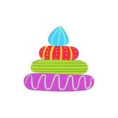 color pyramid toy cartoon. wooden box, block car, bear preschool color pyramid toy sign. isolated symbol vector illustration