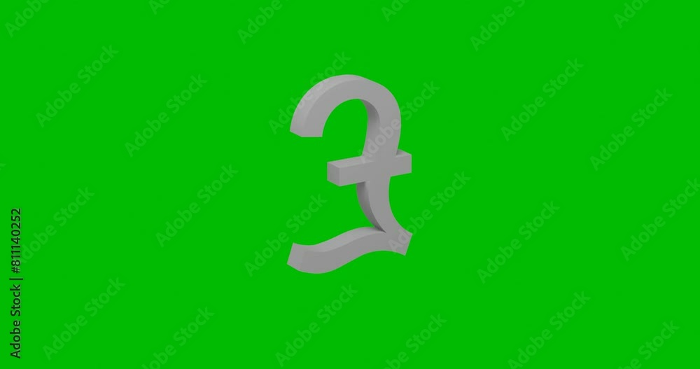 Poster animation of rotation of a white pound symbol with shadow. simple and complex rotation. seamless loo