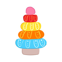 box pyramid toy cartoon. block car, bear preschool, train wood box pyramid toy sign. isolated symbol vector illustration